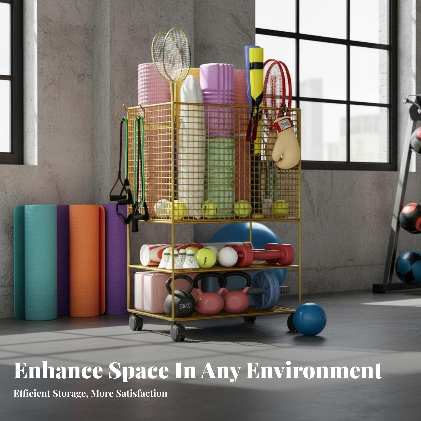 Tekerlekli Egzersiz Matı Sakla - Sports Equipment Trolley incelemesi ve fiyatı